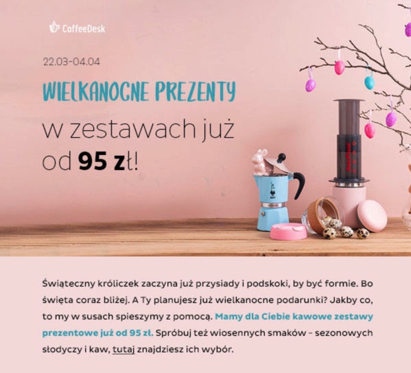Wielkanocne prezenty - przykład mailingu